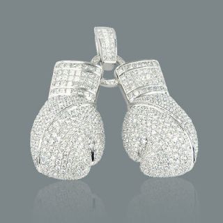 Boxing Gloves Jewelry 10K Color Diamond Pendant 7ct