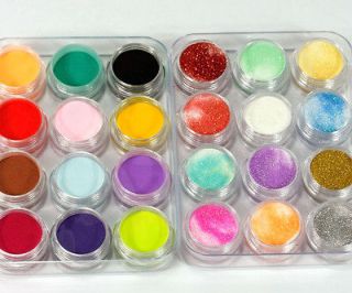 24 Colors 3D Nail Art Glitter Acrylic Powder Decoration
