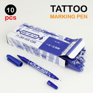   Dual Tip Tattoo Marking Pen Skin Piercing Marker Supply   Blue Color