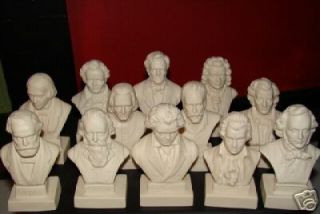 NEW Halbe Set of 12 Composer Heads Statues Busts