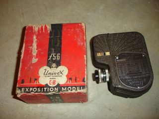   Antique Univex 8mm Model C8 Cine Motion Picture Camera With Box USA