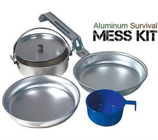   Lightweight Aluminum Mess Kit Camping Military Survival Compact Cook