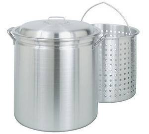   Qt Aluminum Stockpot W Boiling Basket & Lid Steamer Great For Seafood