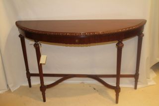 Federal Style Mahogany Console/Sofa Long Demi Lune Table w/ One Drawer 