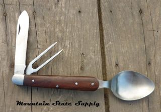 Civil War Reenactors Combination Fork Spoon & Pocket Knife Hobo Tool 
