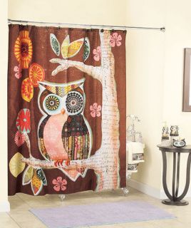 Friendly Owl Owl Friend Bathroom Shower Curtain Towel Hooks Soap Dish 