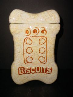 Dog Treat Biscuit Cookie Jar Ceramic Pet Storage Container Supplies 