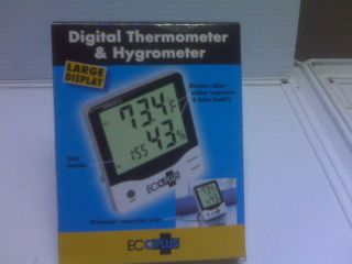 Digital Thermometer and Hygrometer NEW has large display with water 