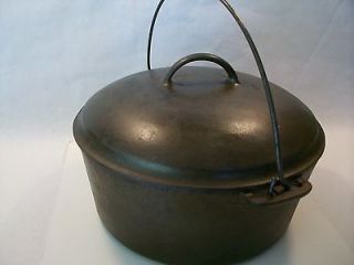 Antique Cast Iron Hanging Pot With Lid Marked 10