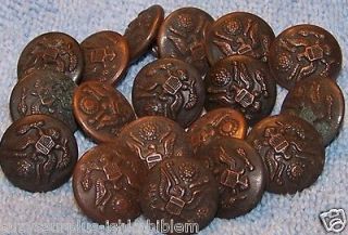 WWI US Army 5/824L15mm Copper / brass Buttons mfg by C Kenyon co 