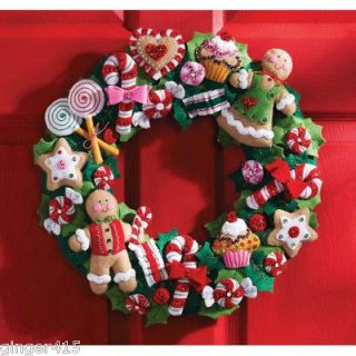 Bucilla Gingerbread COOKIES AND CANDY Felt CHRISTMAS WREATH Kit 