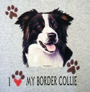 BORDER COLLIE DOG ASH GREY SS T SHIRT 99% COT 1% POLY SIZE XL