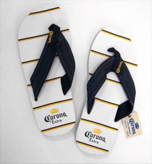 CORONA   BEER CASUAL WHITE STRIPED SANDALS FLIP FLOPS   NEW MENS 10 