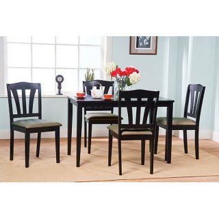 Black 5 Piece Dining Set Solid Wood in Black finish Table & 4 chairs 