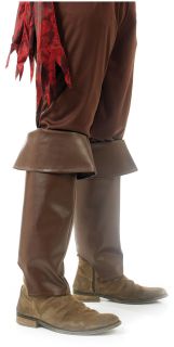 Mens brown pirate boot covers fancy dress costume
