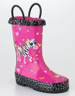 GIRLS Jumping Beans Zebra/ PINK AND HEART Rain Boots MSRP$36.99 MULTI 