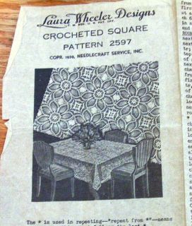 Vintage Laura Wheeler Pattern 2597 Crocheted Square Bedspread 