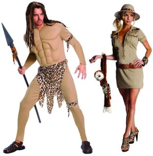 Tarzan Hunter Jane & Tarzan Adult Couples Costume Set   Med 10 14/Std