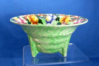 Maling Pottery Art Deco Bowl # 6505 Peona Victoria Green Tube Lined 