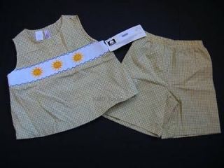 NWT Girl Silly Goose Smocked Le Soleil Sun Short Set