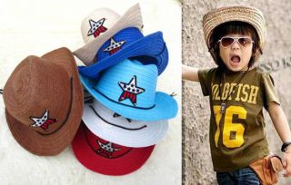   Kids Children Boys Girls Straw Western Cowboy Sun Hat Cap Costume Gift