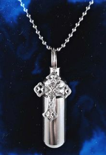   Cross CREMATION URN Jewelry 24 Ball Chain NECKLACE w/Pouch & Funnel