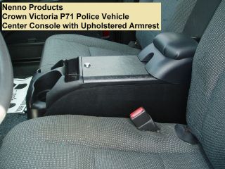 Black Center Console with Upholstered Armpad Crown Victoria P71 Police