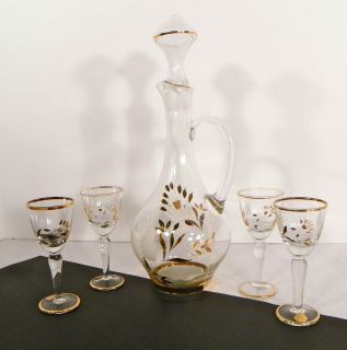 Crystal Cordial Liquor Wine Romania Decanter Set Glass Goblets 