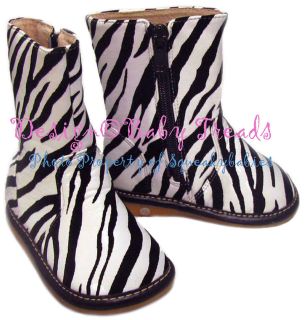   Toddler Animal Print Black & White Zebra Squeaky Boots Fur Lining