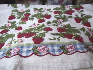 Strawberry Strawberries Blossoms Crochet Top Kitchen Towel