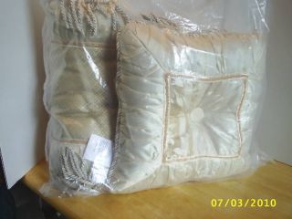 NEW 3 BEIGE DECOR PILLOWS by JCPENNY HOME BED SQUARE ROLL RECTANGLE 