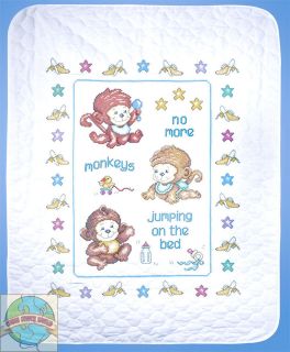 Cross Stitch Kit ~ Tobin Monkeys on the Bed Baby Quilt / Cover #T21737