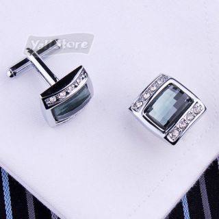   Crystal Series Square Cufflinks Men`s Wedding Party Gift Cuff Links