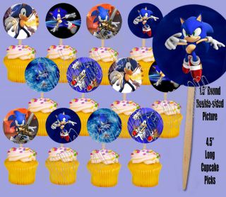   Hedgehog Video Game Double sided Images Cupcake Picks Cake Topper  12