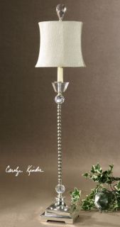Chic Silver & Crystal Buffet Table Lamp Metal Light Bell Shade Luxury 