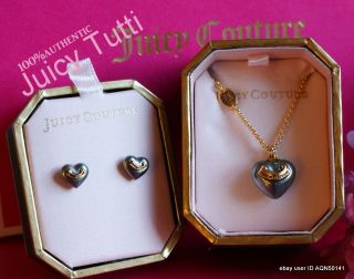   Couture Black Pearl Banner Heart Gold Wish Charm Necklace & Earrings