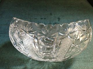 VINTAGE Queen Lace LEAD CRYSTAL HAND CUT Glass Bowl / Vase Bohemia 