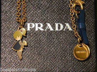 Authentic Prada Gold Tone 32 Necklace Chain with Pendant of Gilda 