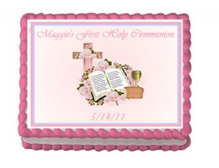 BAPTISM CHRISTENING FIRST COMMUNION Edible Birthday Party Cake Image 