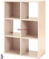 Squares Maple Finish 6 Cubes Open Cubes Display Cabinet Unit