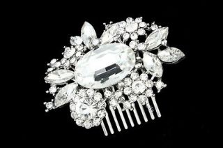   Bridal Rhinestone Crystal Pearl Flower Wedding Tiara Hair Comb 5261