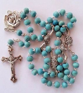   Rosary Necklace jewelry Icon Religious Cross Pendants Men Gift blue st