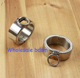 Newly listed Oval Pair Stainless Steel LOCK Ankle Cuffs Restraint