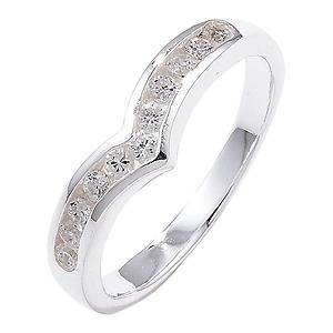 Sterling Silver Cubic Zirconia Channel Set Wishbone Ring (sizes K   R 