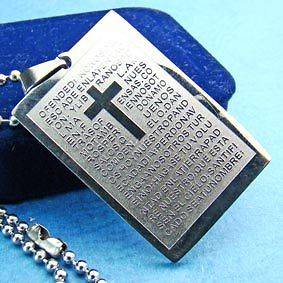 B2380 Cross Bible Stainless 316L Steel Chain Pendant Necklace Fashion 