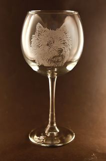 New Etched Norwich Terrier on Large Elegant Wine Glasses