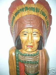 WOODEN INDIAN CIGAR STORE CHIEF COWBOY STATUE 3+