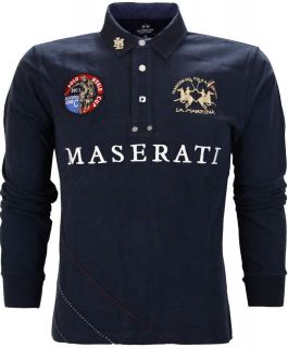 La Martina Maserati Polo World Cup Long Sleeve T Shirt Navy Blue