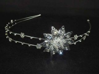 Bridal Flower Headpiece headdress Crystal Rhinestone Headband Tiara 