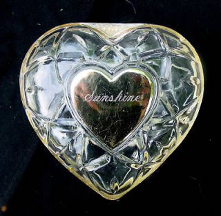 Vintage Crystal Hinged Jewelry Trinket Box Clear (glass) Heart Shaped 